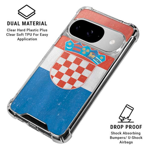 Croatia Flag Distressed Google Pixel 10 Clear Case